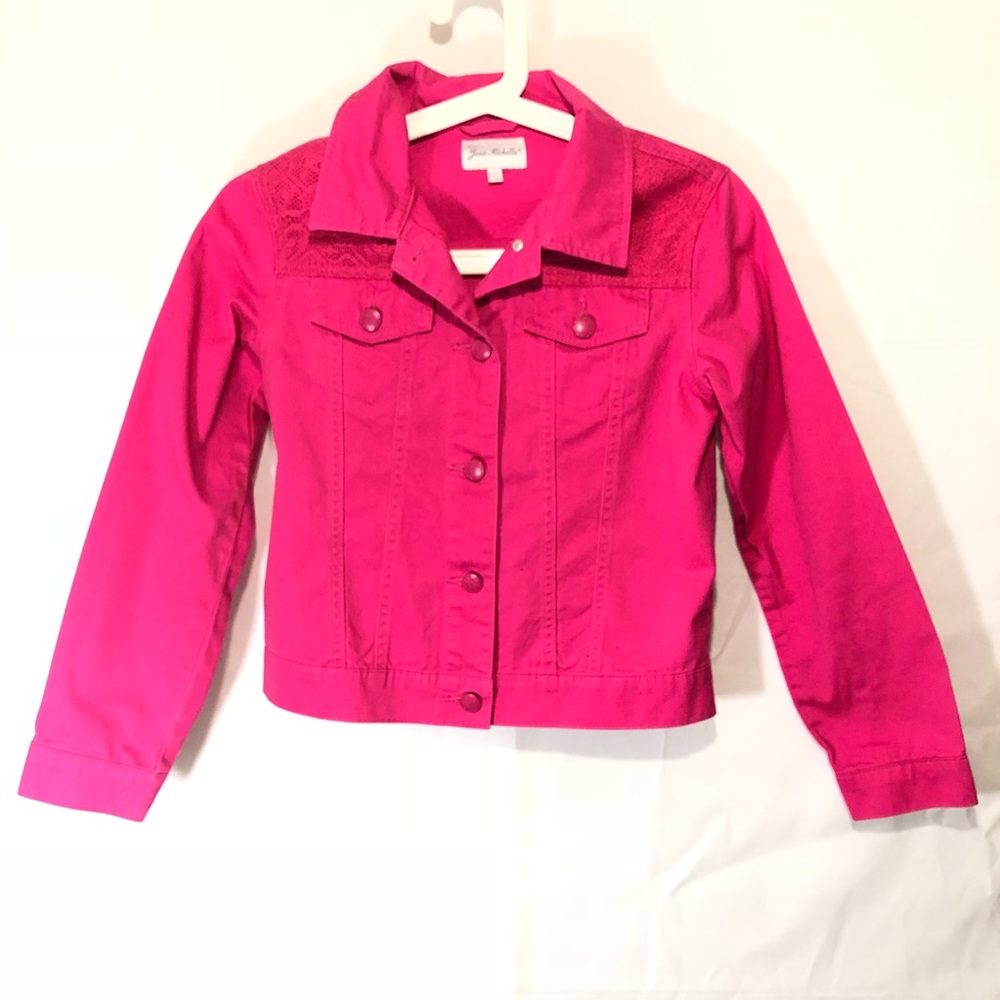 Jona Michelle Girls Button Up Fuschia Pink Jacket